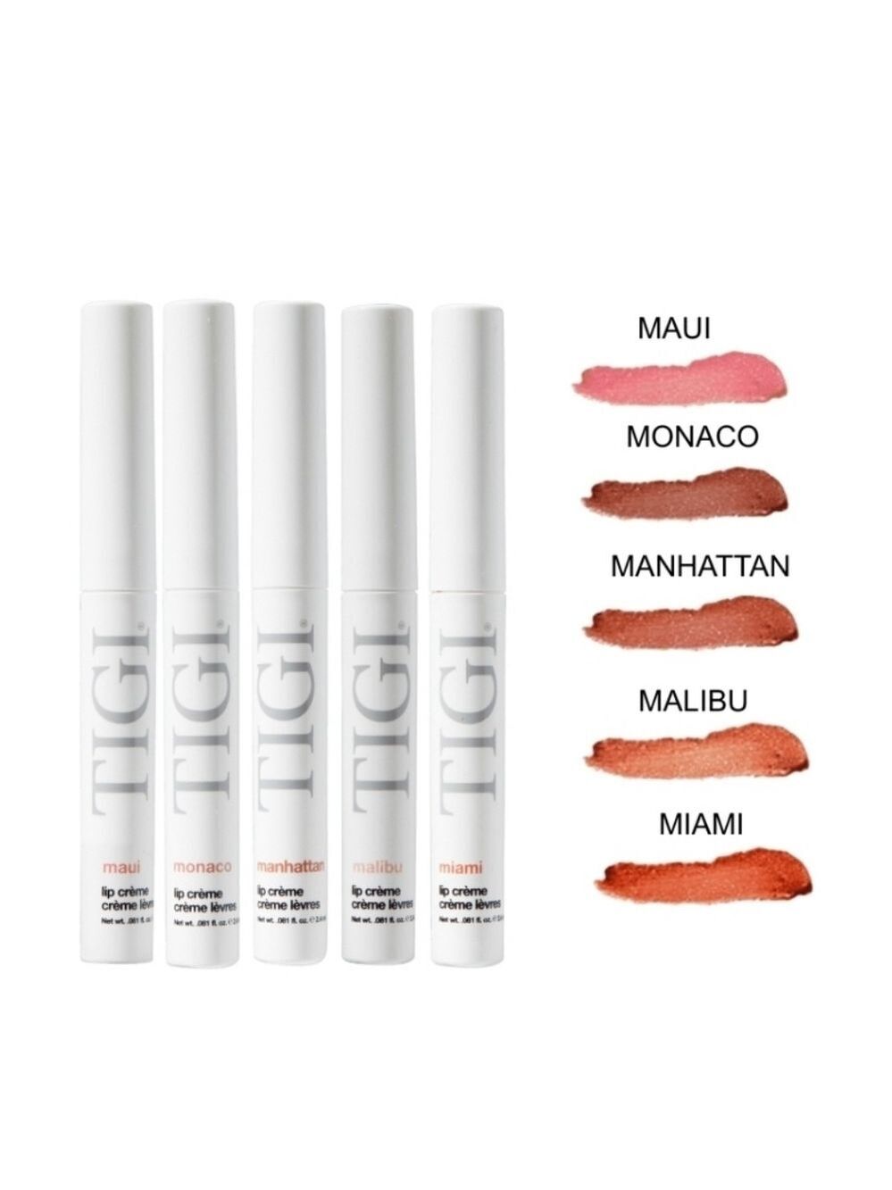 Tigi Lip Stick & Gloss = Crème 5 Full Size Pieces 5 Different Shades Pinks, Reds